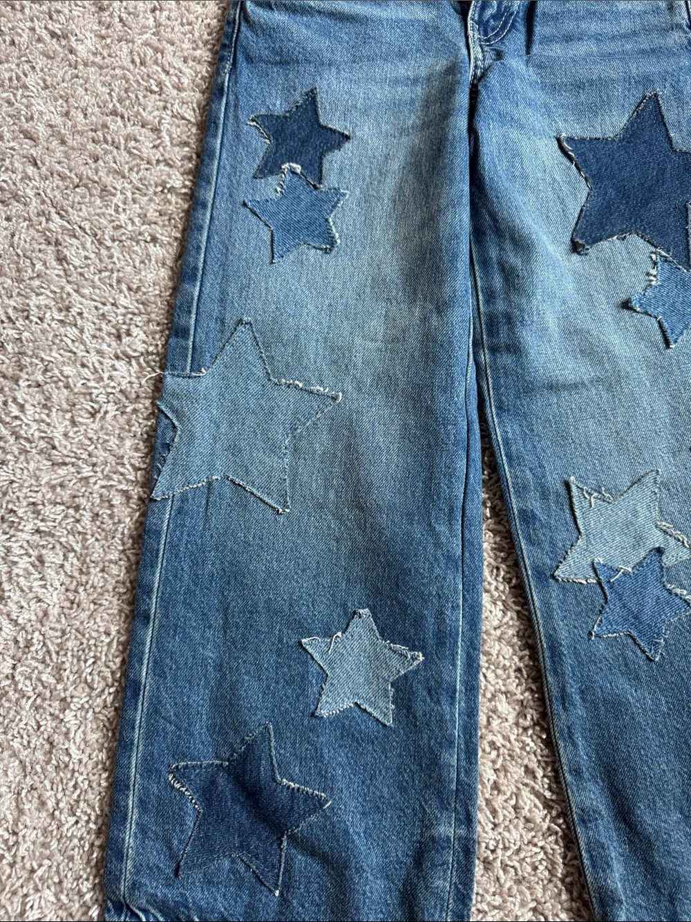 Zara Kids Denim Jeans with Star Patches - Blue - Picture 3 of 10